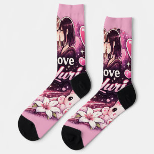 Chaussette J'adore Yuri Esthétique Anime Filles Amoureuses