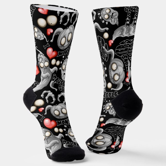 Chaussette J'aime les monstres parce que les gens aiment les  (Angulaire)