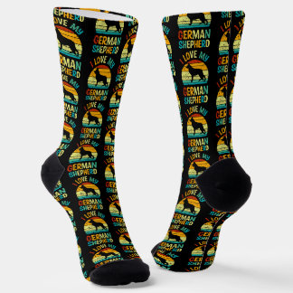 Chaussette J'aime mon berger allemand Chien bleu Brown couche