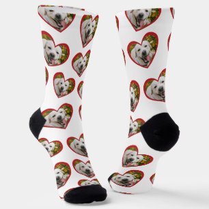 Chaussette J'aime mon chien en forme de coeur photo blanc