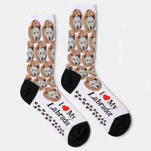Chaussette J'aime mon chien Labrador Retriever jaune photo d'