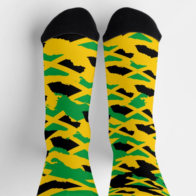Chaussette Jamaica Flag Modern Art Rasta Roots Camo Socks (Haut)