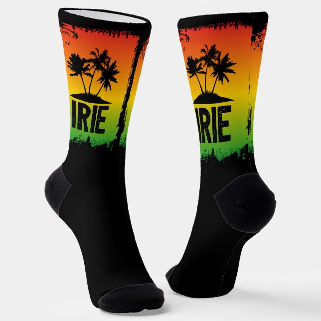 Chaussette Jamaican Rastafarian IRIE Palm Trees (Angulaire)