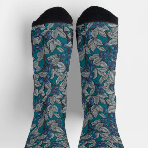 Chaussette Jardin aux bleuets, bleu et gris