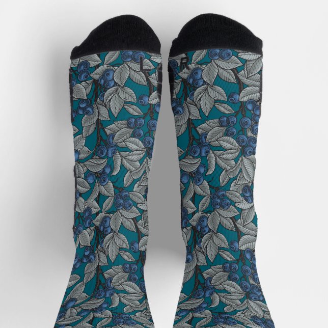 Chaussette Jardin aux bleuets, bleu et gris (Haut)