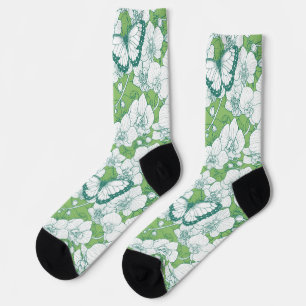 Chaussette Jardin botanique d'orchidées avec papillons en ver