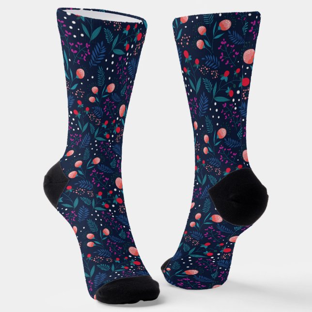 Chaussette Jardin Rustique Midnight Blue Spring Flowers (Angulaire)