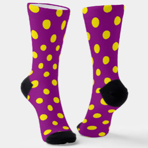 Chaussette Jaune sur violet Pois design Motif