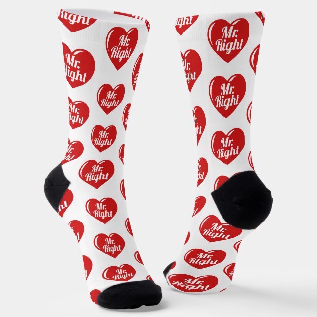 Chaussette Je suis son Monsieur Bonheur Cœur Rouge (Angulaire)