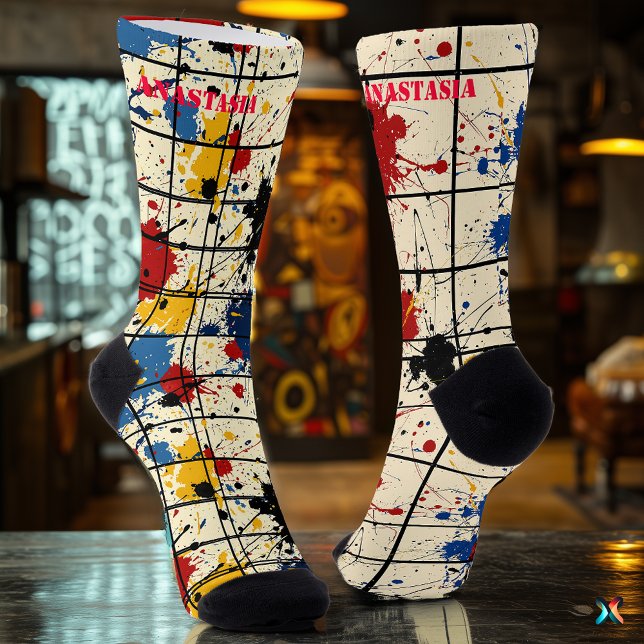 Chaussette Jeu de plaques de peinture coordonnées : Abstrait  (Créateur téléchargé)