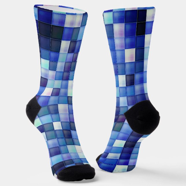Chaussette Jeu vidéo Pixels Carré bleu Motif (Angulaire)