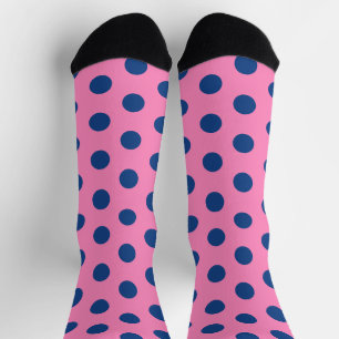 Chaussette Jockey soies Pois français bleu sur rose