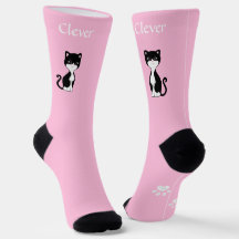 Joli chat en smoking amusant & pattes sur fond ros