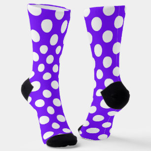Chaussette joli motif à pois blanc violet 