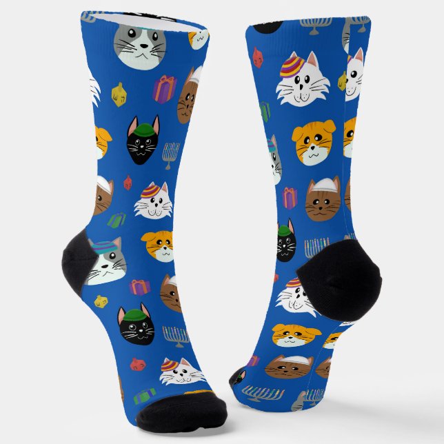 Chaussette Joli motif de chat de Hanoukka (Angulaire)