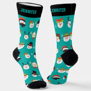 Chaussette Joli Motif de Noël Hiver Snowman Dessin