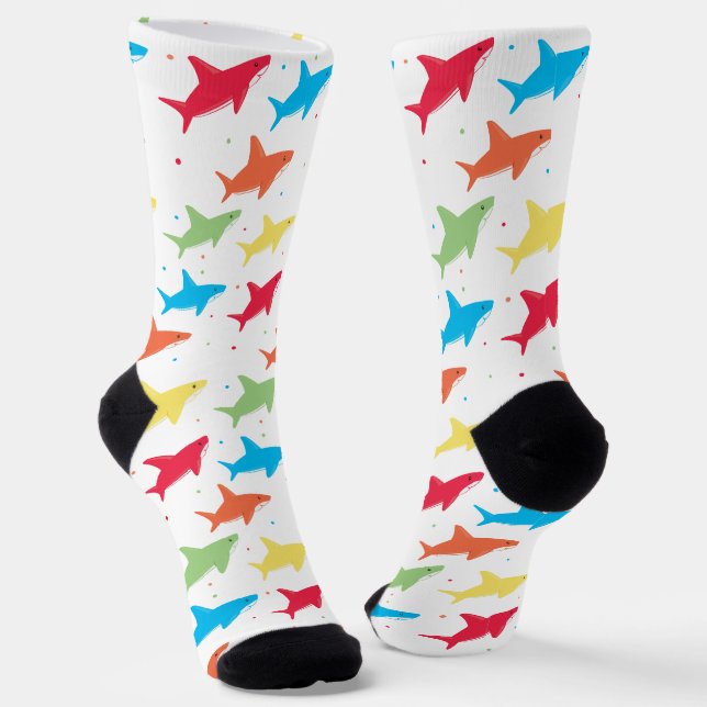 Chaussette Joli Motif de requin coloré (Angulaire)