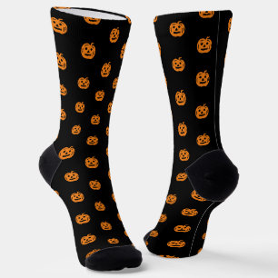 Chaussette Joli noir orange Jack-o'-lantern visage motif