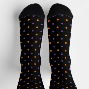 Chaussette Joli orange violet noir pois Halloween
