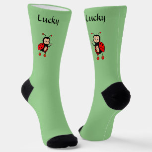 Chaussette Jolie coccinelle rouge chanceuse sur fond vert cla