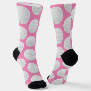 Chaussette Jolie impression de balle de golf rose et blanc
