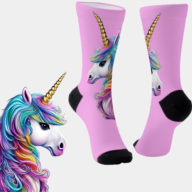 Chaussette Jolie licorne Imaginaire sur rose (Créateur téléchargé)