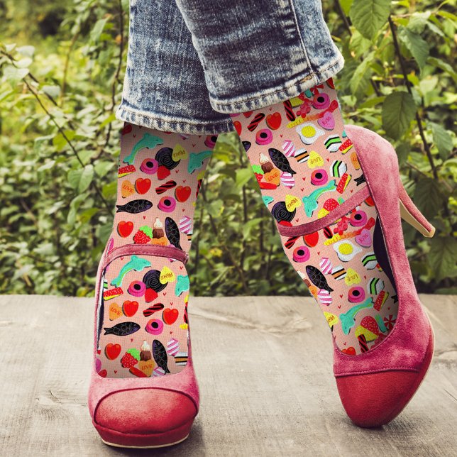 Chaussette Jolies valentines rose bonbons & coeur (Créateur téléchargé)