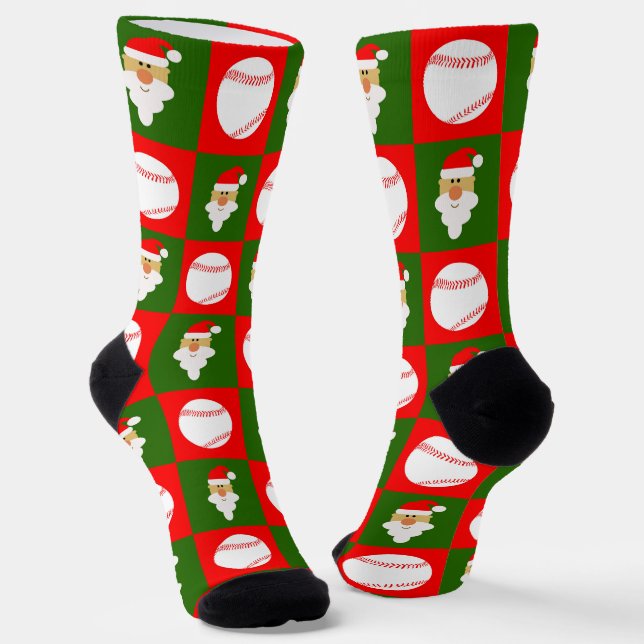 Chaussette Joueur de baseball Père Noël Noël Motif vacances (Angulaire)