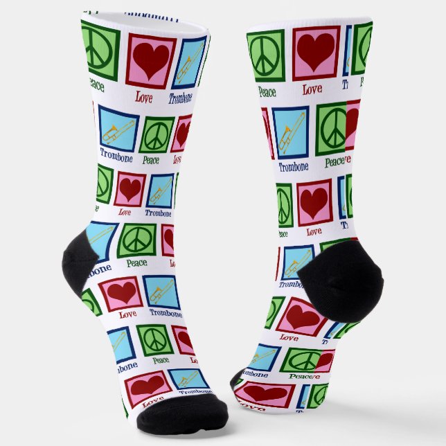 Chaussette Joueur de Trombone Peace Love (Angulaire)