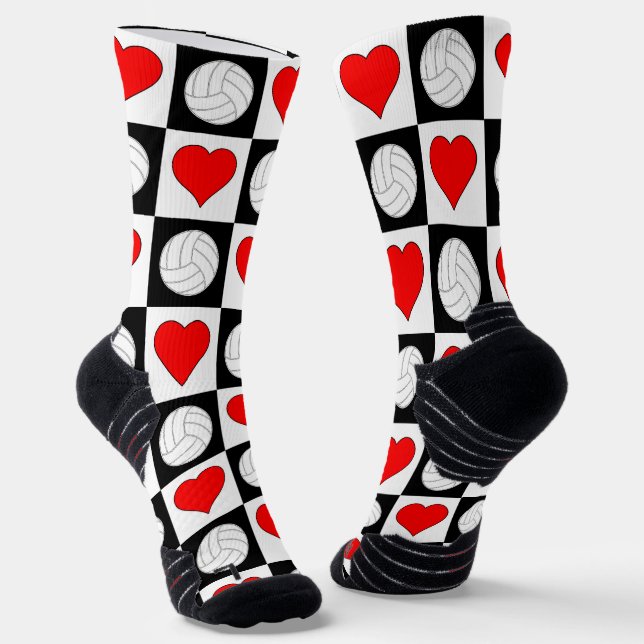 Chaussette Joueur de volley-ball Volleyballs et Motif de coeu (Angulaire)