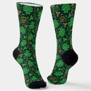 Chaussette Jour de la Saint Patrick Gold Trefoil Ruban Lucky