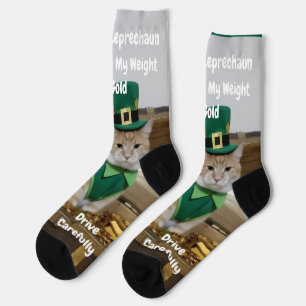 Chaussette Jour de la Saint-Patrick Trèfle Chat Humour