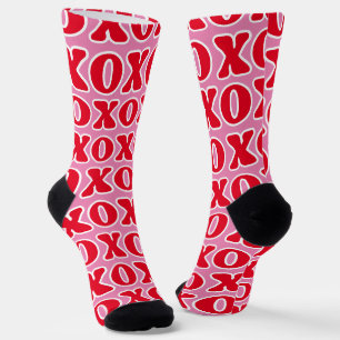 Chaussette Jour de la Saint-Valentin Motif rose rouge XOXO