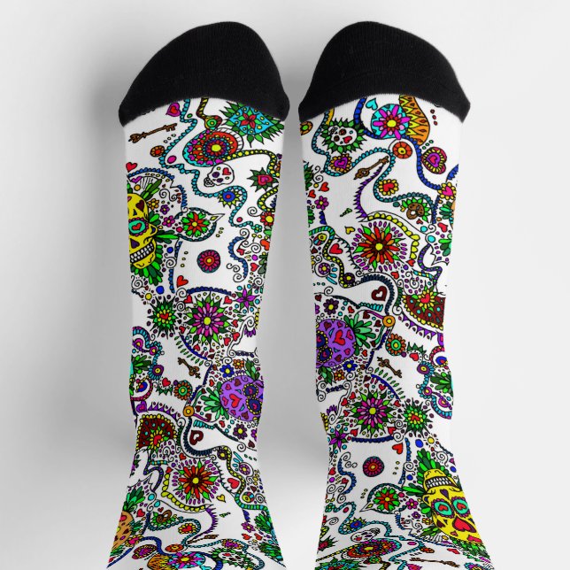 Chaussette Jour Des Chaussettes De Crâne Colorées Mortes (Haut)