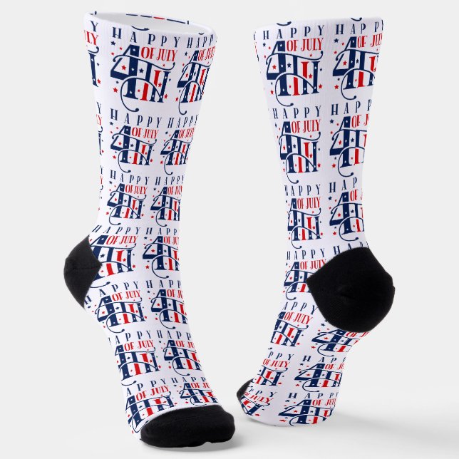 Chaussette Joyeux 4 juillet conception de texte du Jour de l' (Angulaire)