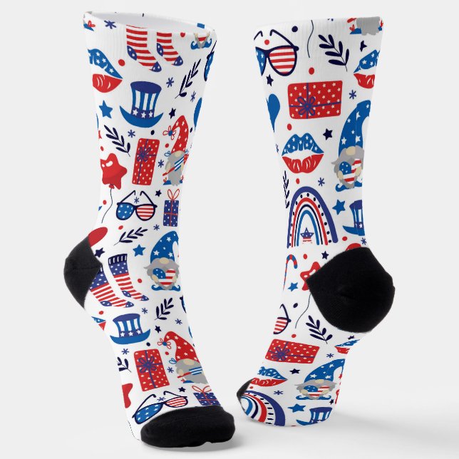 Chaussette Joyeux 4 juillet Motif des symboles du Jour de l'I (Angulaire)