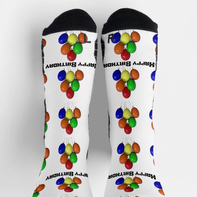 Chaussette Joyeux Balloons Texte Anniversaire Imprimé Voeux (Haut)