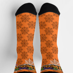 Chaussette Joyeux Halloween Orange Black Spiderweb mignonne