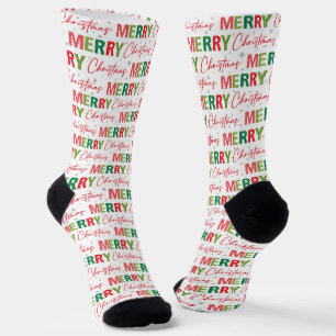 Chaussette Joyeux Noël coloré Motif de typographie rétro