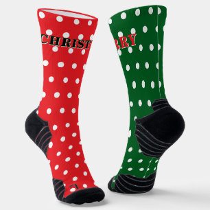 Chaussette Joyeux Noël Rouge Vert Blanc Points Polka