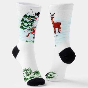 Chaussette Joyeux Noël ! Snowman avec amis