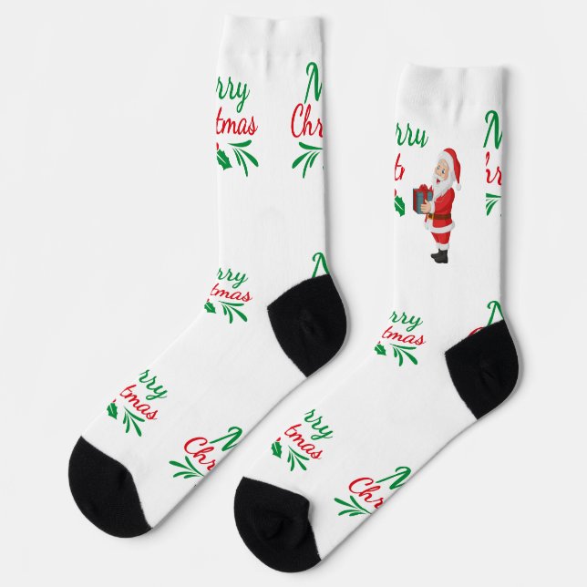 Chaussette Joyeux voeux de Noël Imprimé Premium Crew (Gauche)
