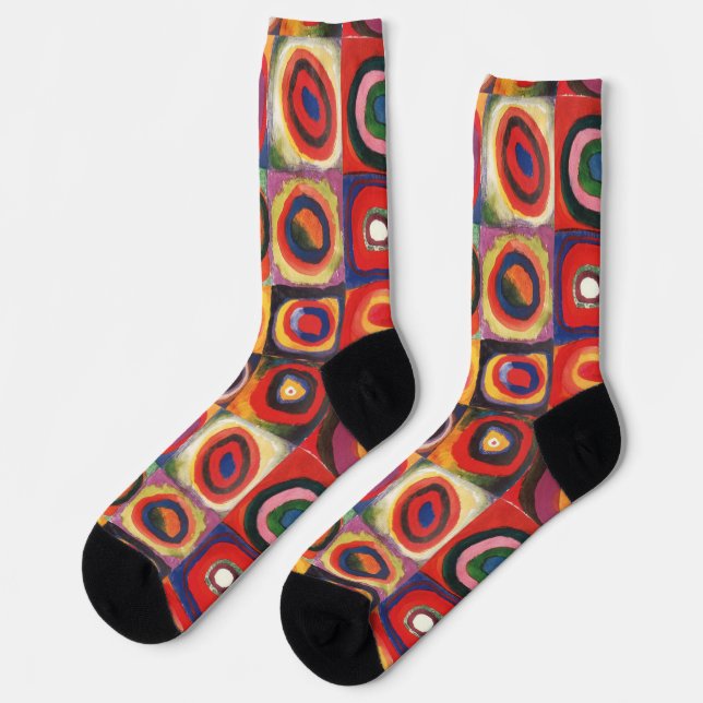 Chaussette Kandinsky Farbstudie Cercles Carré Quadrate Art (Gauche)