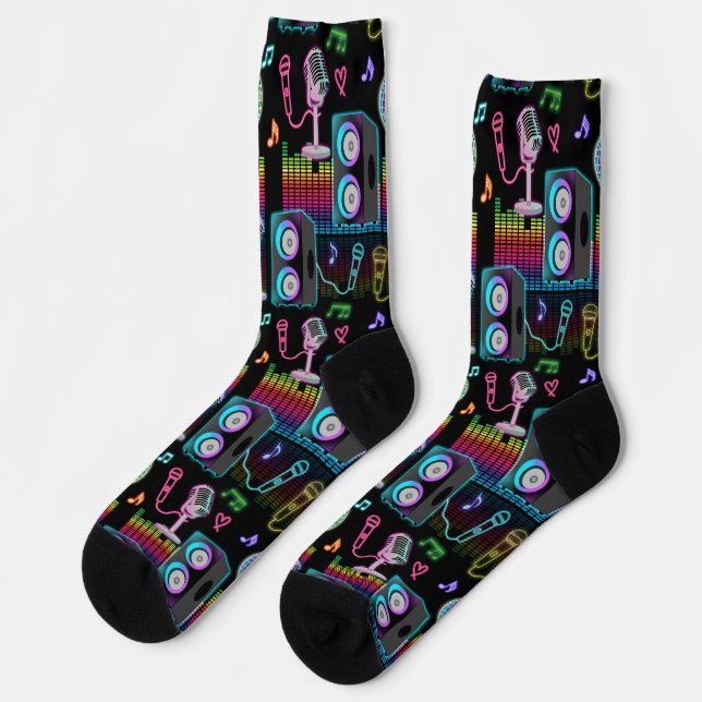 Chaussette Karaoke Neon Singing Music Party (Gauche)