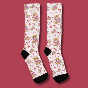 Chaussette Kitty XOXO à l'aquarelle pour la Saint-Valentin