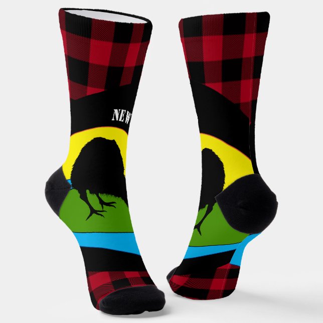 Chaussette Kiwi Bird Christmas Nouvelle-Zélande, Buffalo Plai (Angulaire)