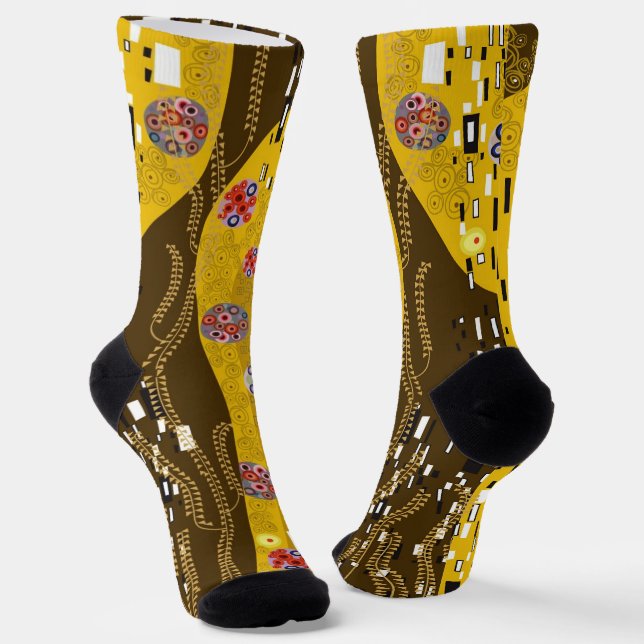 Chaussette Klimt Inspiré Artiste Or Art Nouveau Le Baiser (Angulaire)
