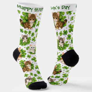 Chaussette La Saint-Patrick Mignon Chat & Trèfle Amoureux des