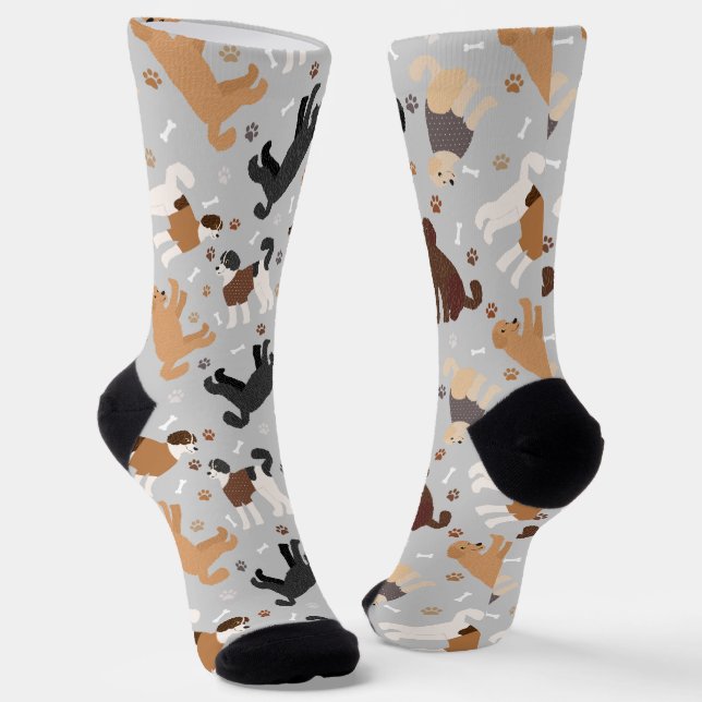 Chaussette Labradoodle / Os dorés et chaussettes à pattes (Angulaire)
