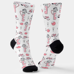 Chaussette Lady Golfer rose et blanc